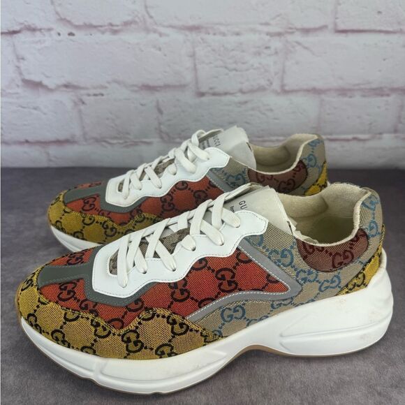 Gucci Mens Rython Multicolor Sneakers  GG Canvas 9 - Picture 6 of 14